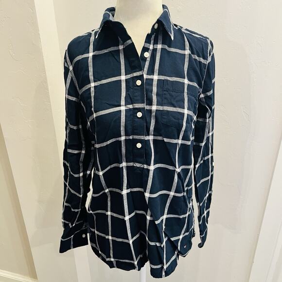 Tommy Hilfiger Tops - Tommy Hilfiger Windowpane 1/2 Button Down Flannel Shirt - Size Small (A0128)